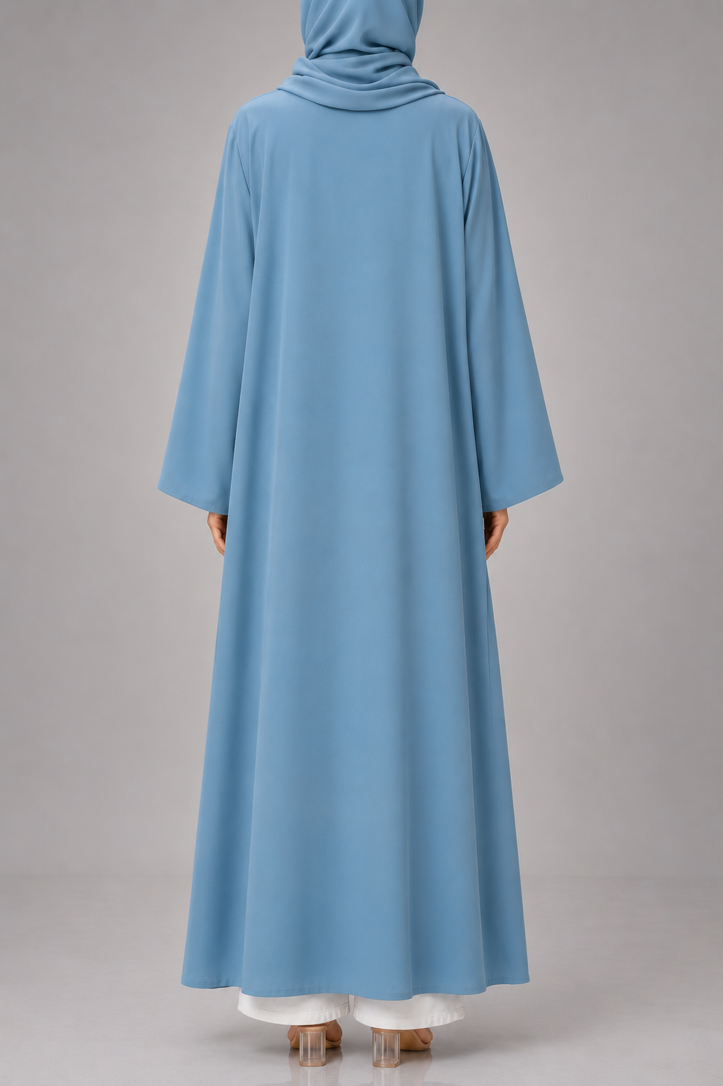 Ice blue button abaya