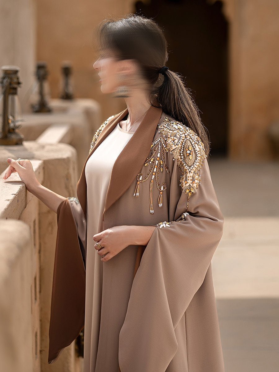 BA6027 Beige Argento Blazer Abaya