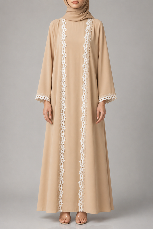 Sand lace abaya