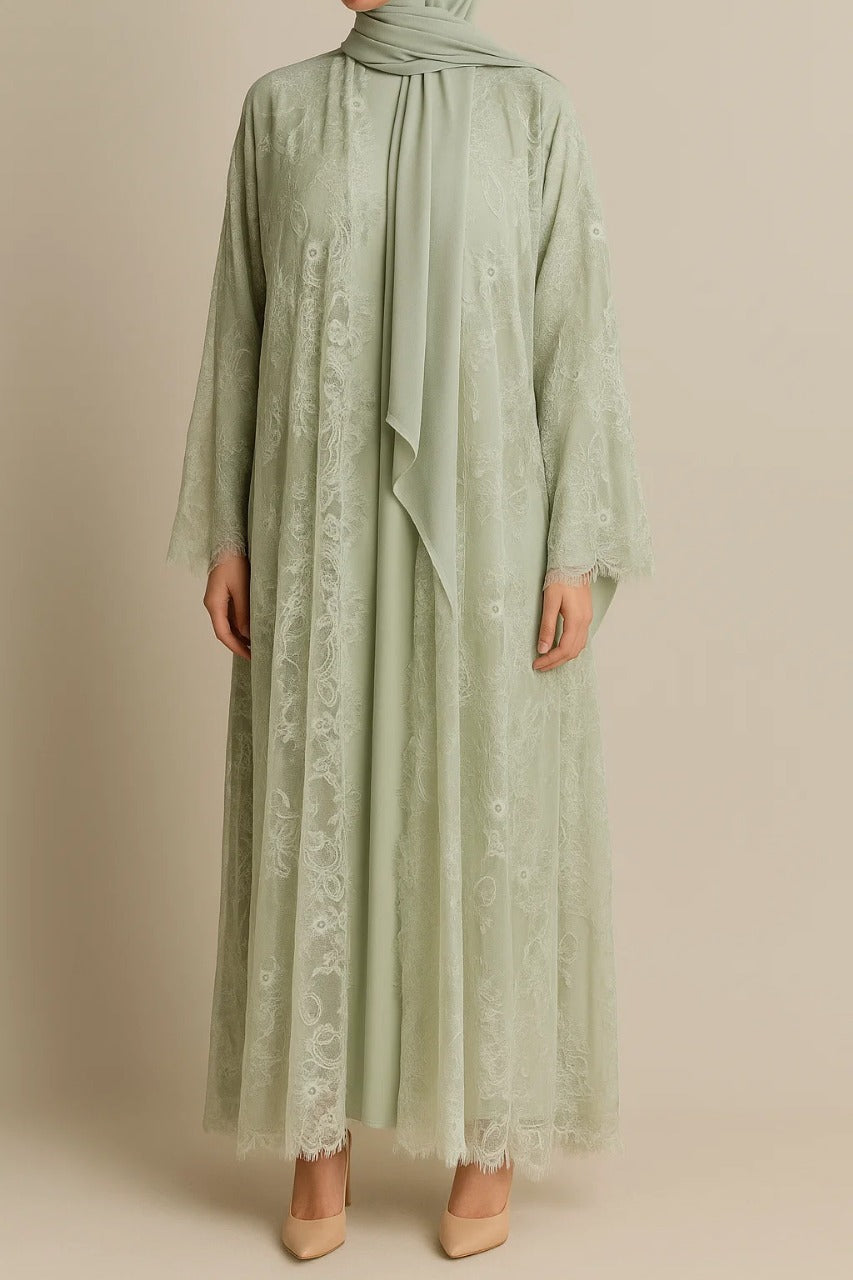 Pistachio Sheer abaya