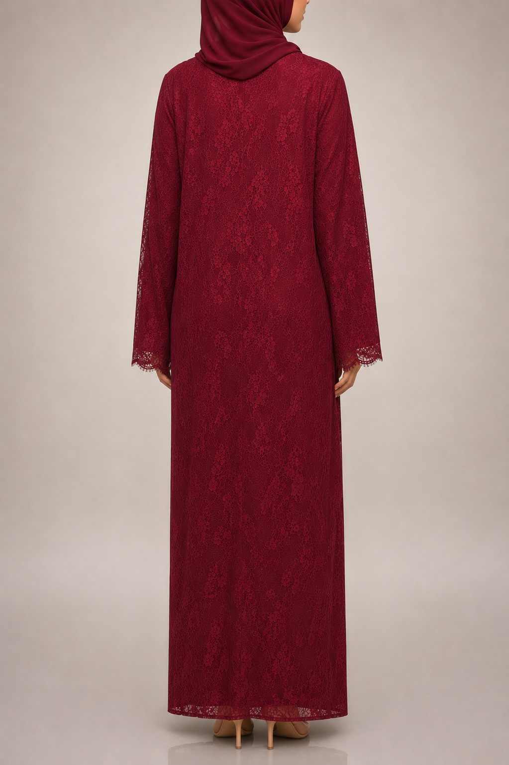 Maroon Sheer abaya