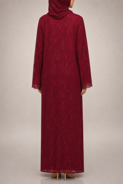 Maroon Sheer abaya