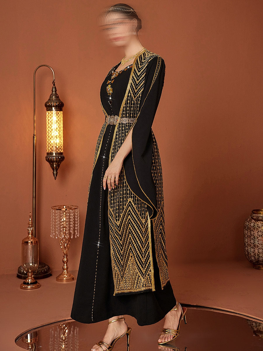 BA4036 Black Pyrite Abaya