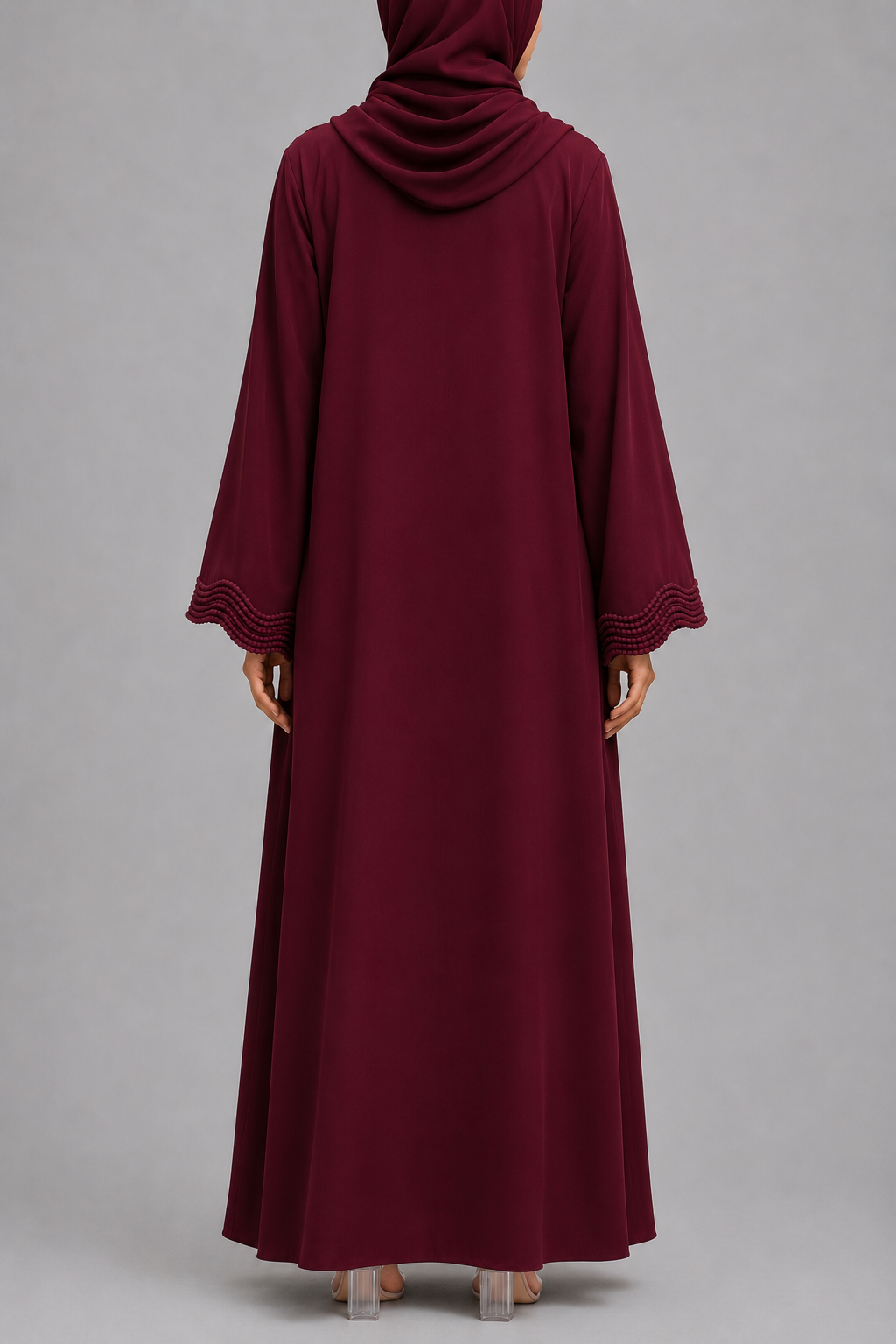 Cherry red lace abaya