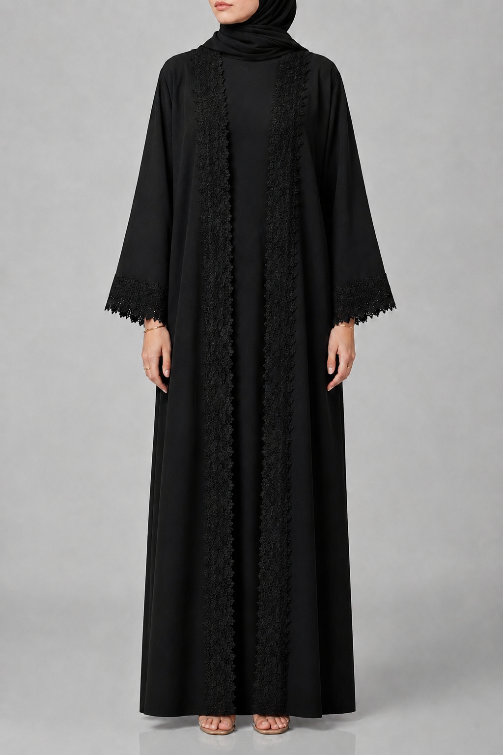 Black Ethereal Lace Abaya