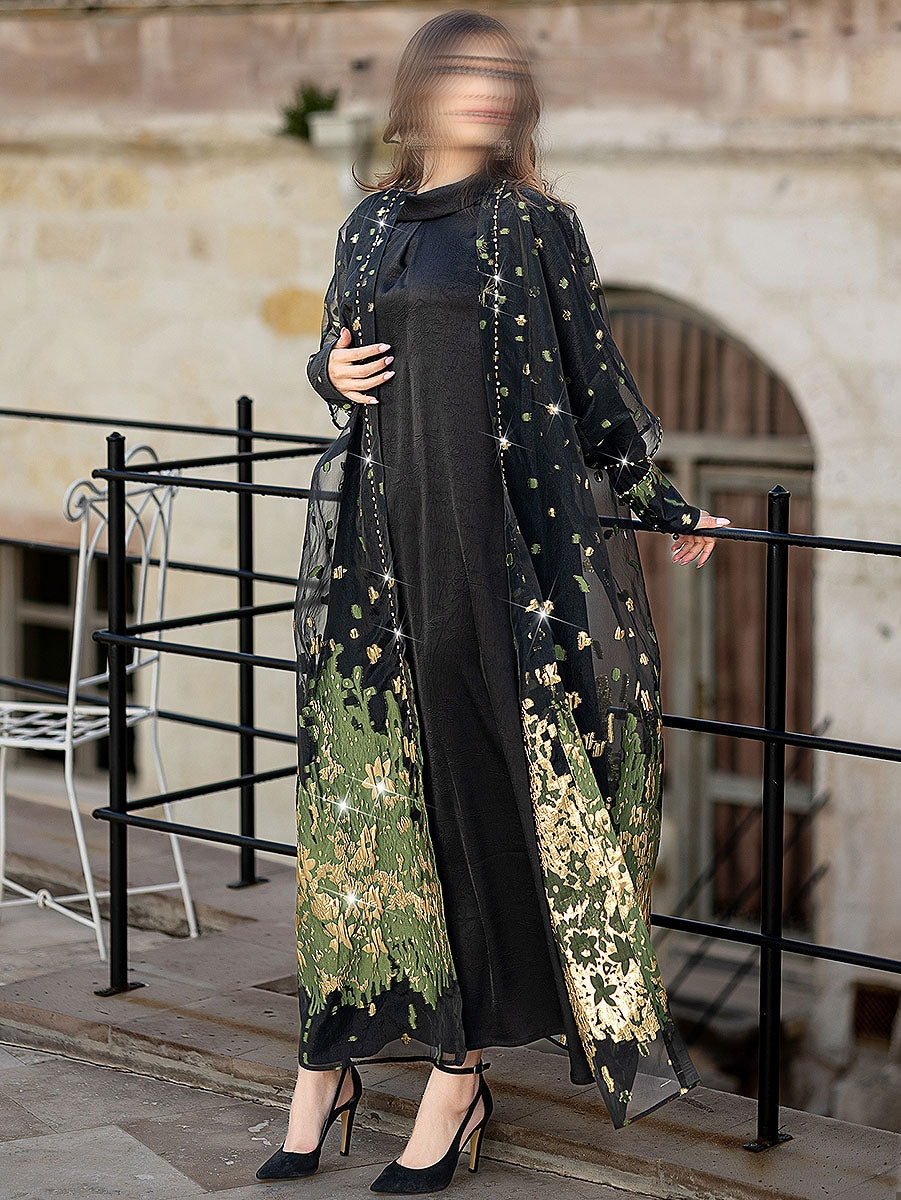 BA5023 Black Panoramic Dress