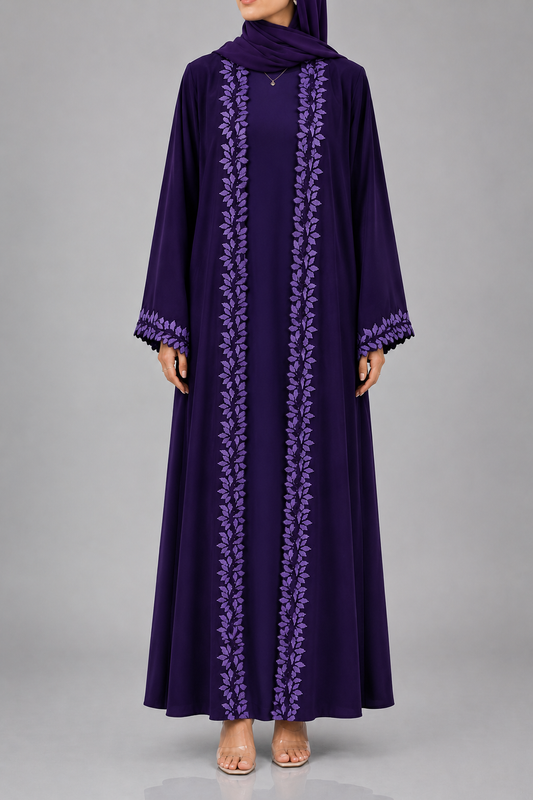 Purple fancy lace abaya