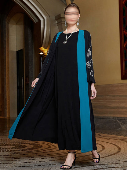 BA3006 Black Cyan Abaya