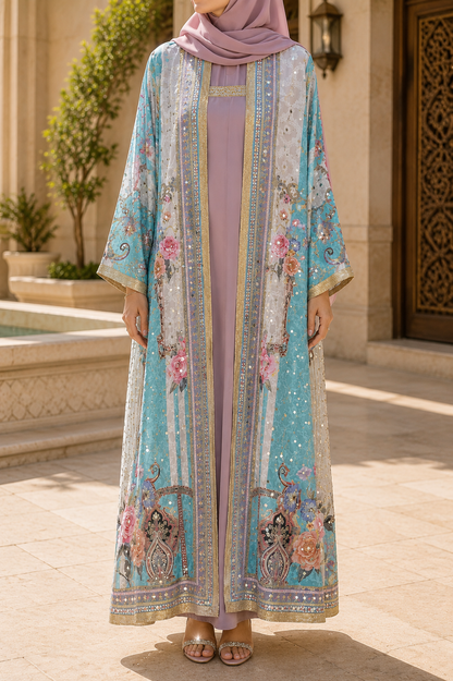 Turquoise Zareen Abaya