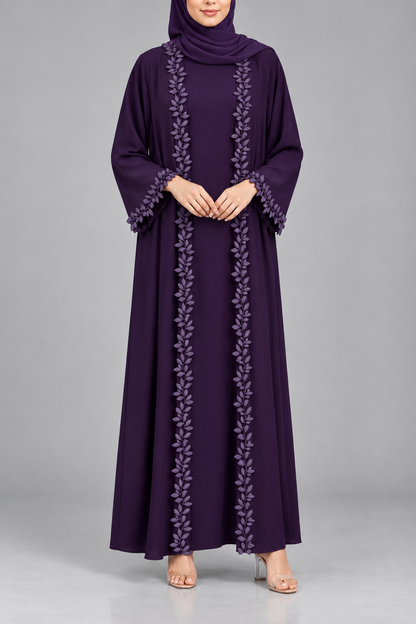 Purple fancy lace abaya