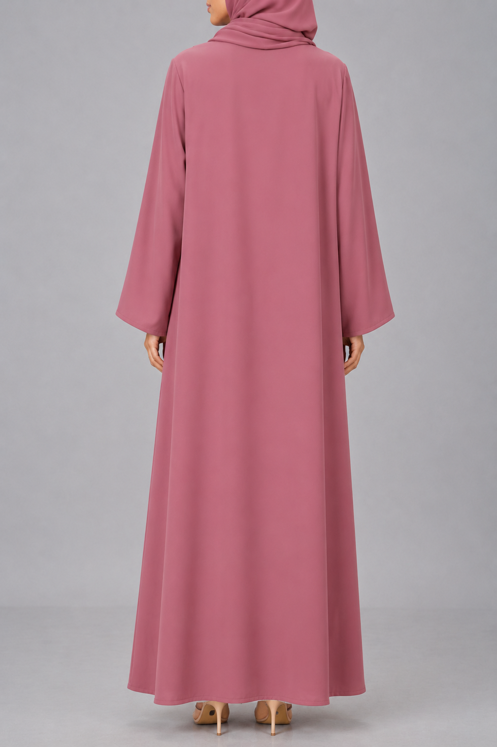 Mauve pink button abaya