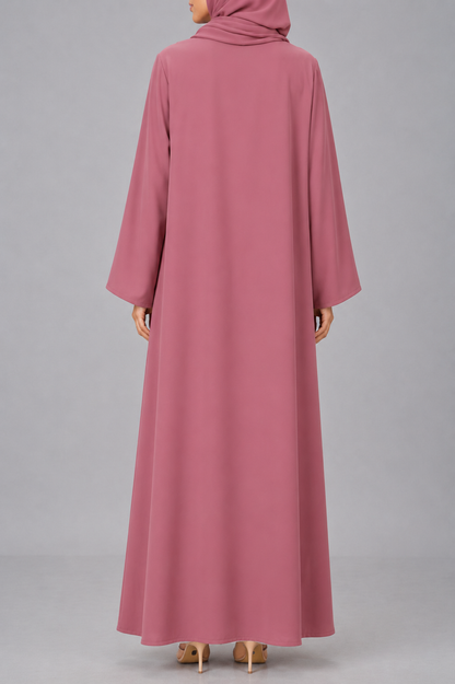 Mauve pink button abaya