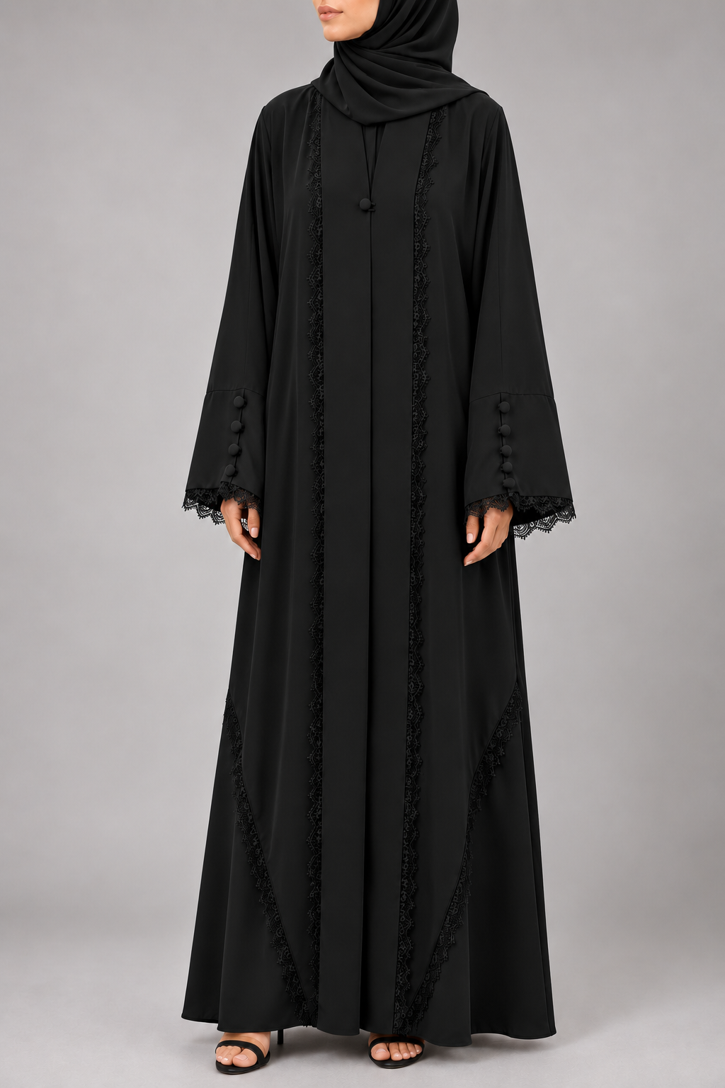 Black Symphony Lace Abaya