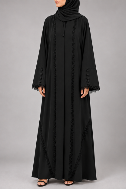Black Symphony Lace Abaya