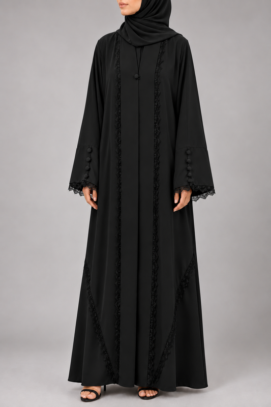 Black Symphony Lace Abaya