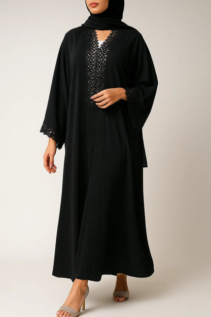 Black Luxe Lace Abaya
