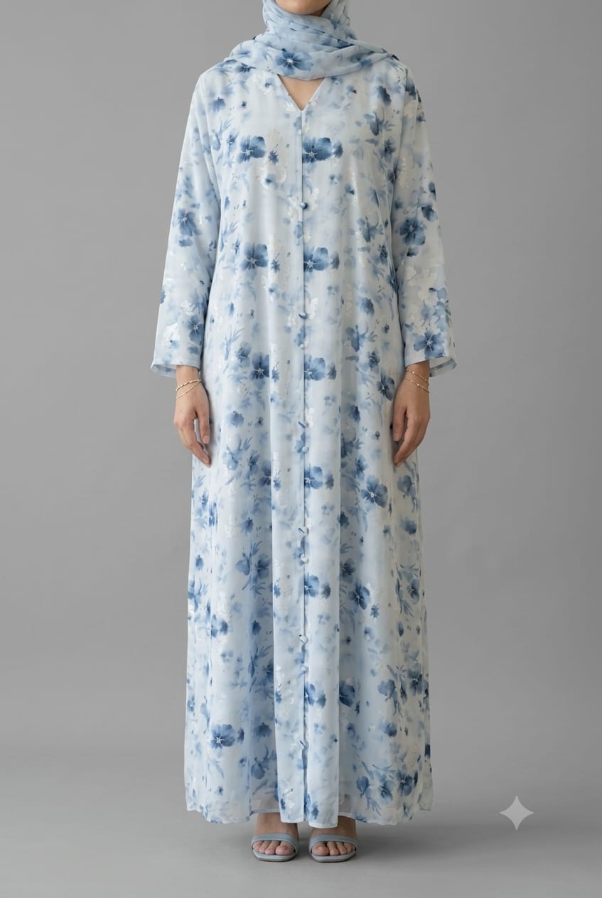 Soft Blue Lunea Abaya