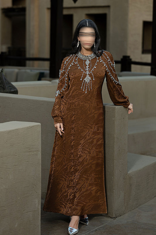 BA6079 Brown Luminary Abaya