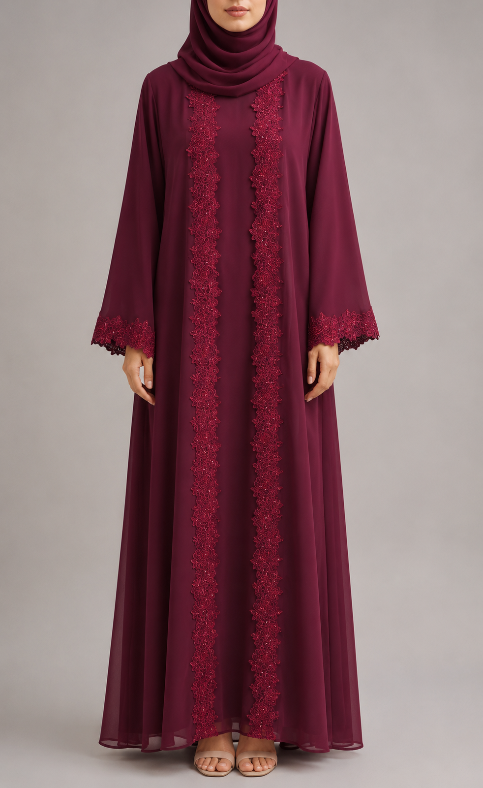 Red Ivora Lace Abaya