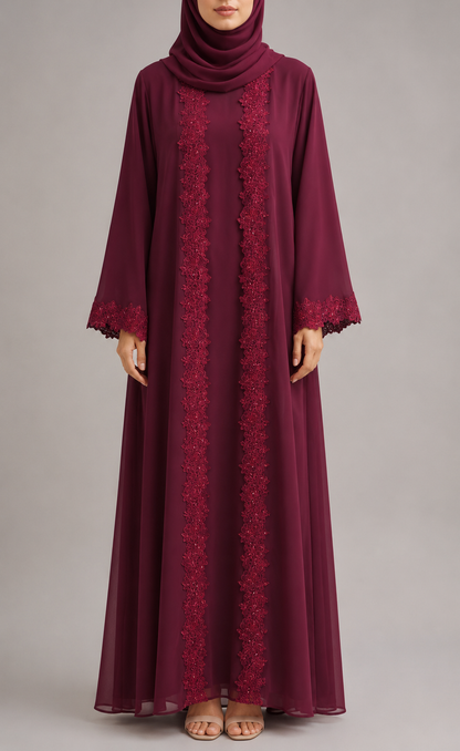 Red Ivora Lace Abaya