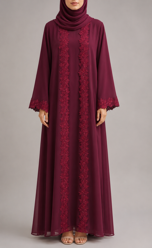 Red Ivora Lace Abaya