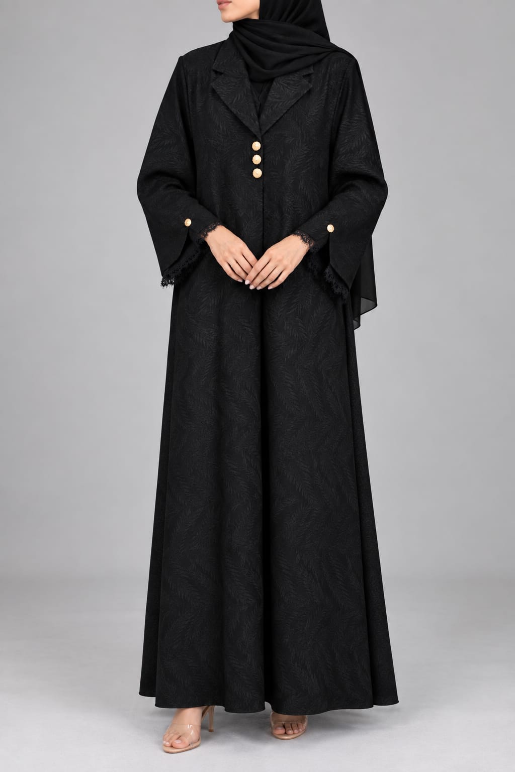 Black Coherent Lace Abaya E13S
