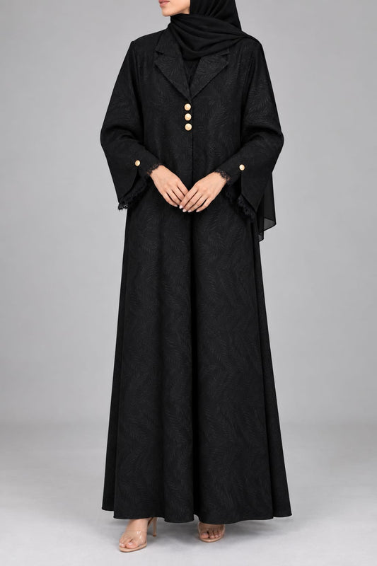 Black Coherent Lace Abaya E13S