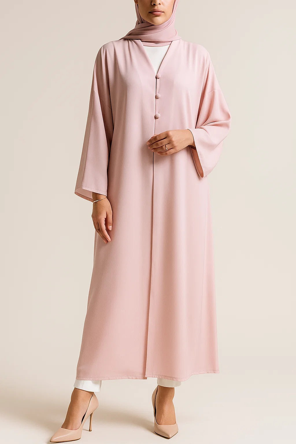 Pink Button abaya