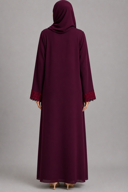Red Ivora Lace Abaya