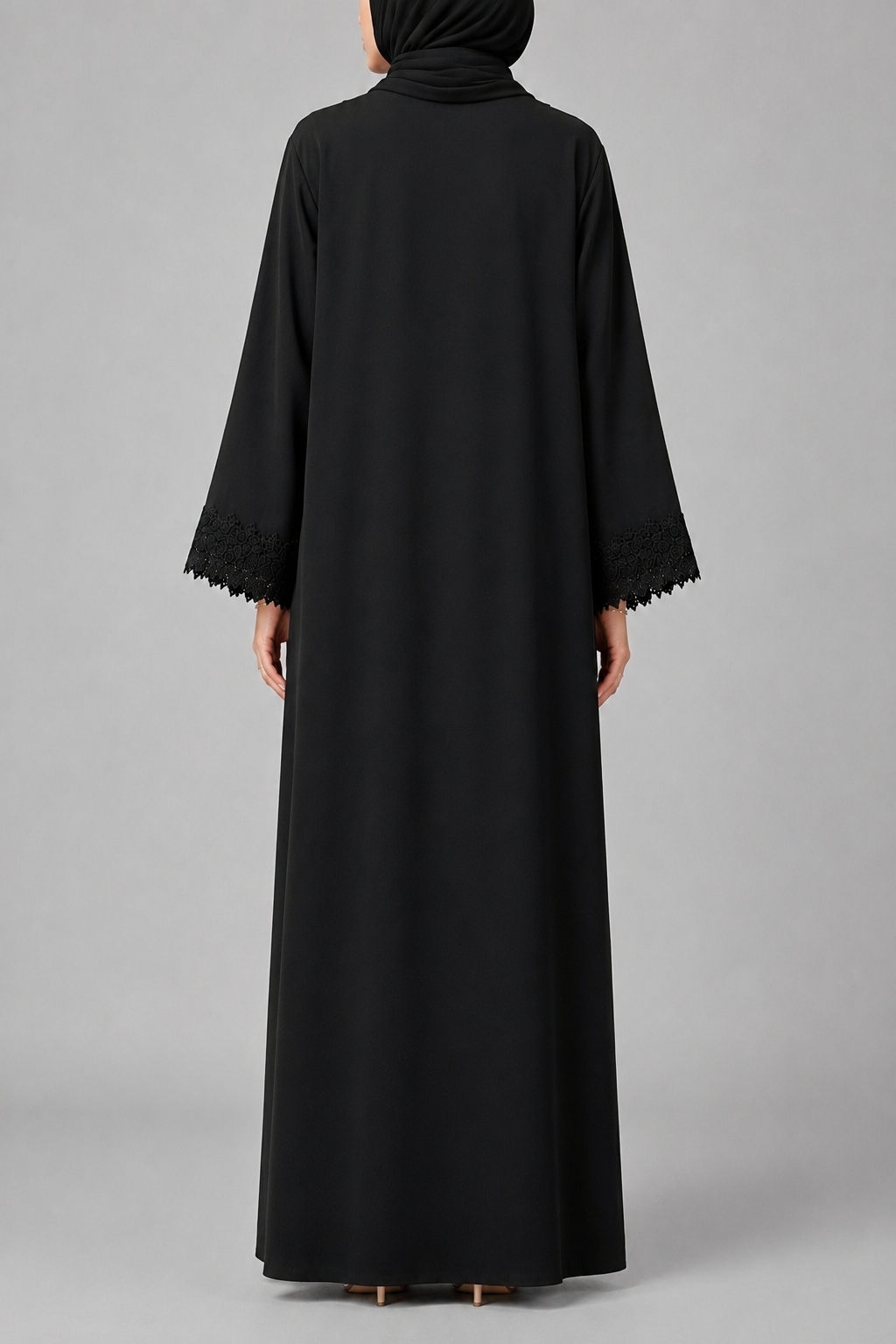 Black Ethereal Lace Abaya