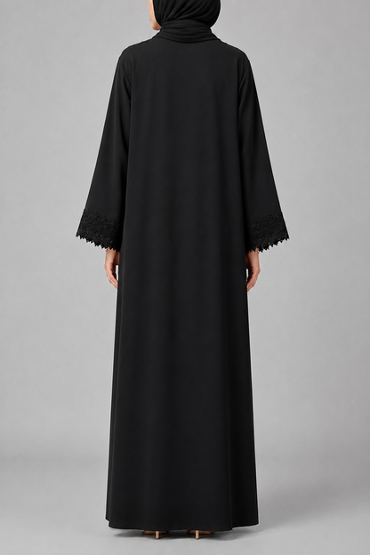 Black Ethereal Lace Abaya