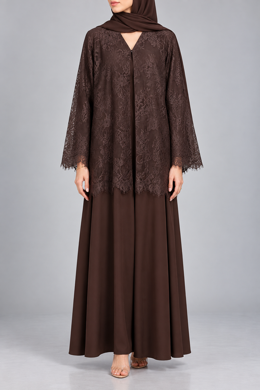 Brown Moon Veil Abaya