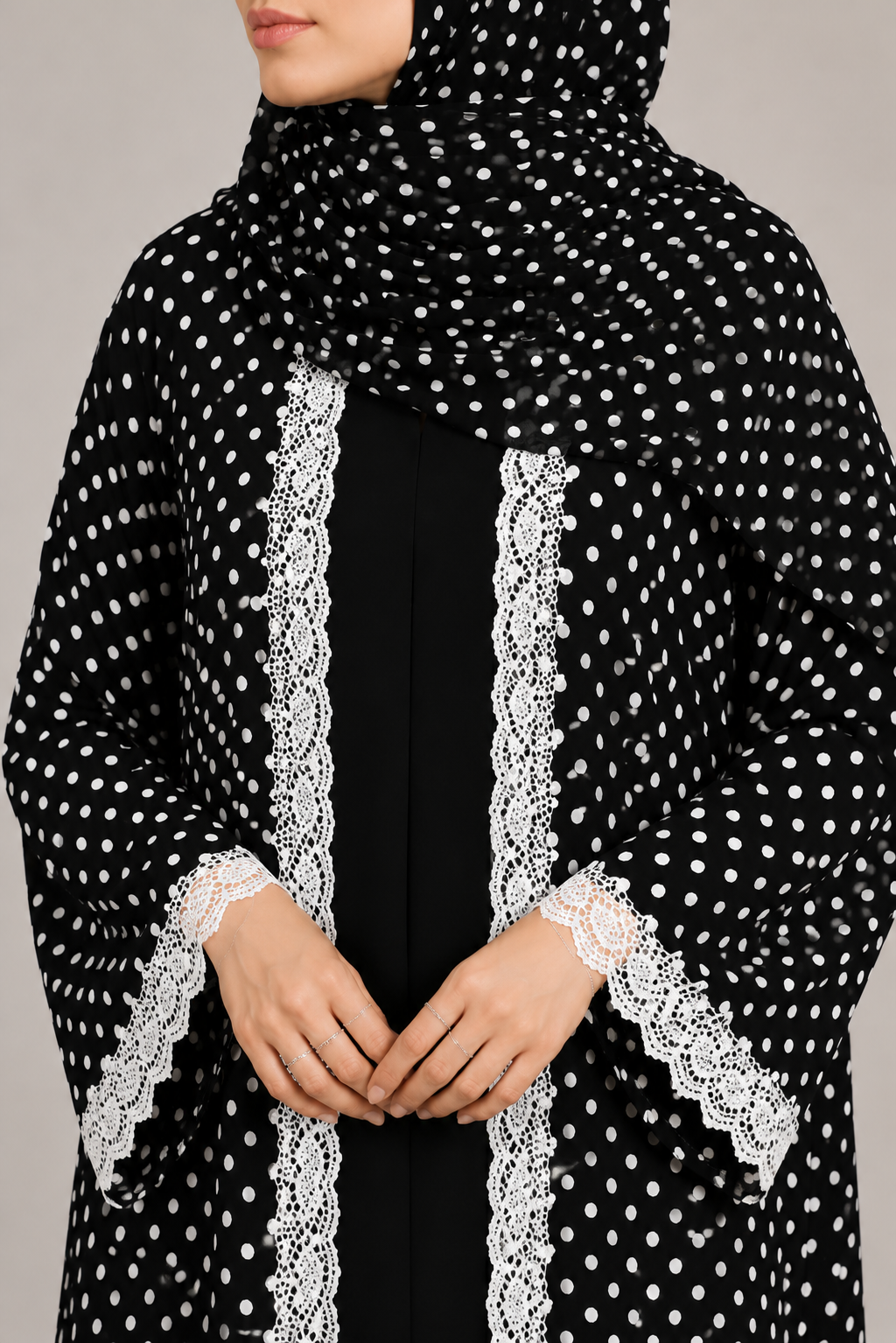 Black Polka Abaya