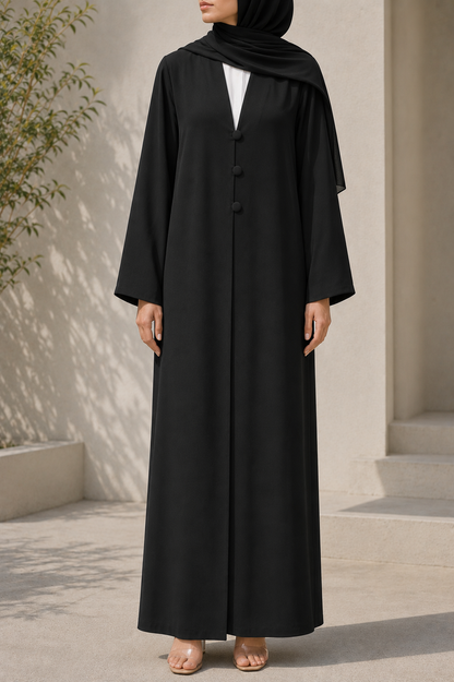 Black button abaya