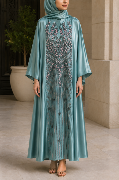 Sea Green Ameera Abaya 2