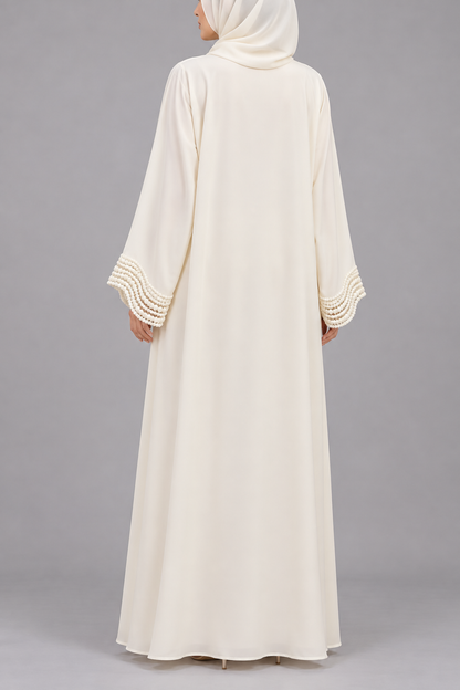 Butter yellow lace abaya