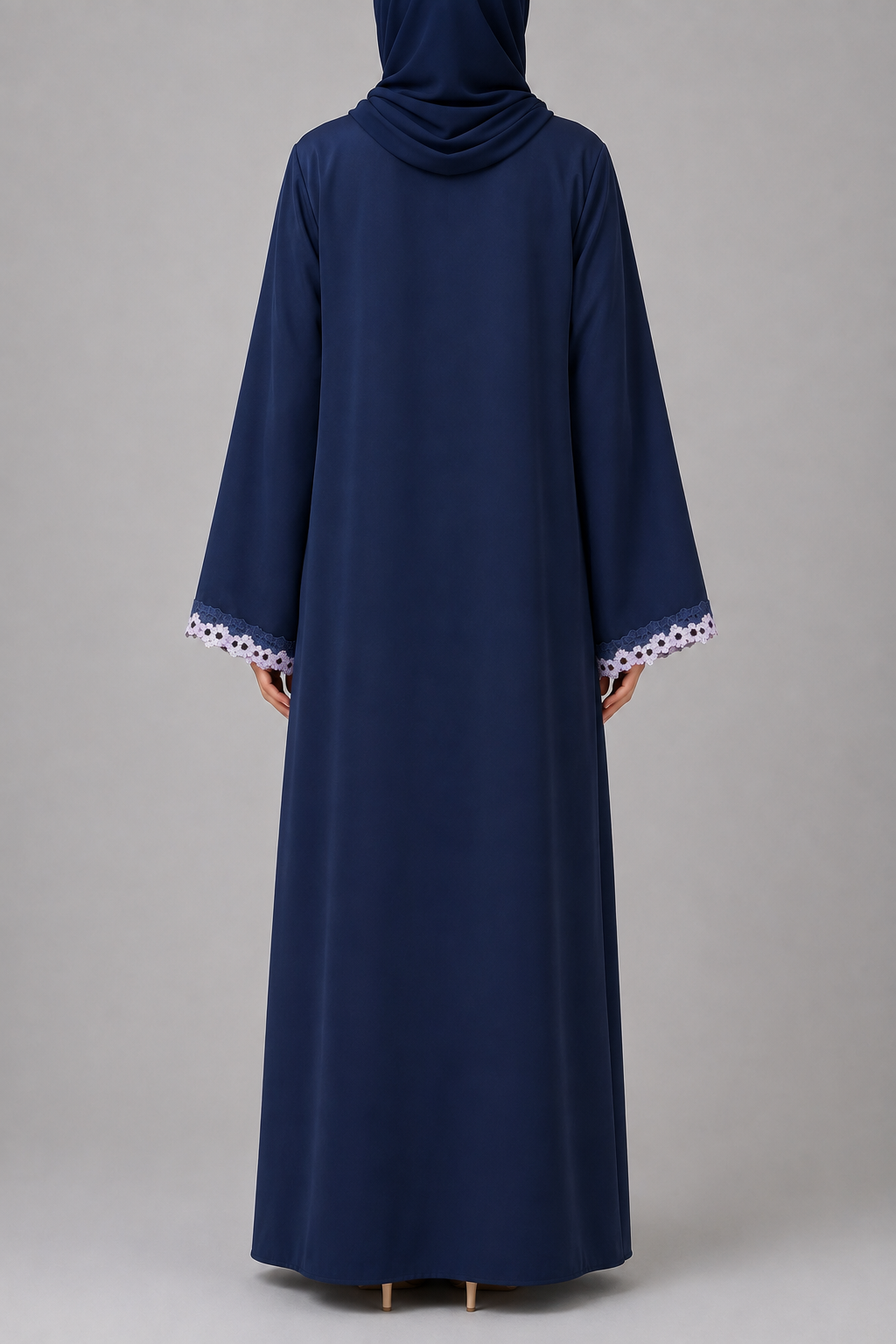 Blue Embroidered lace abaya