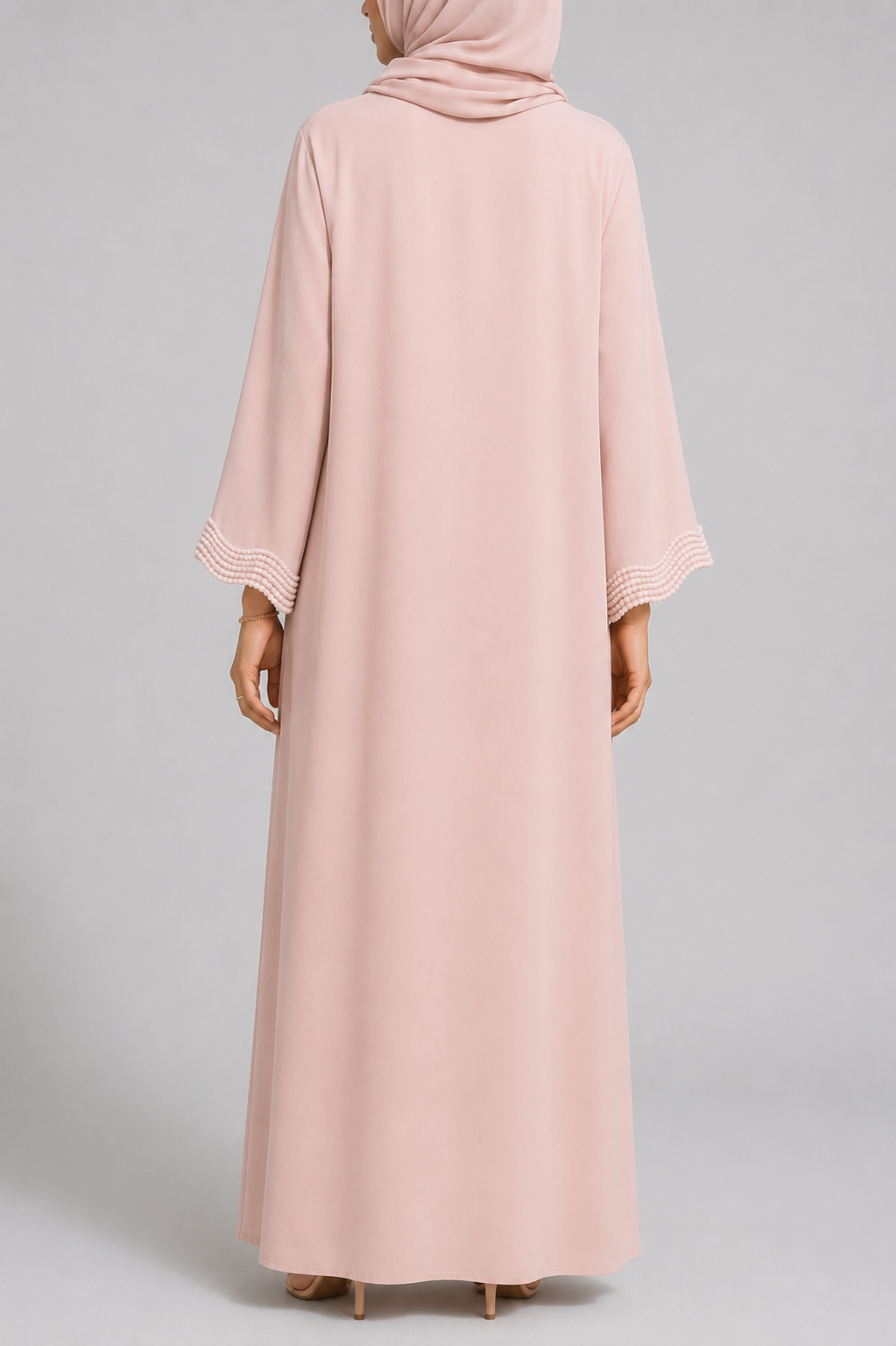 Baby pink lace abaya