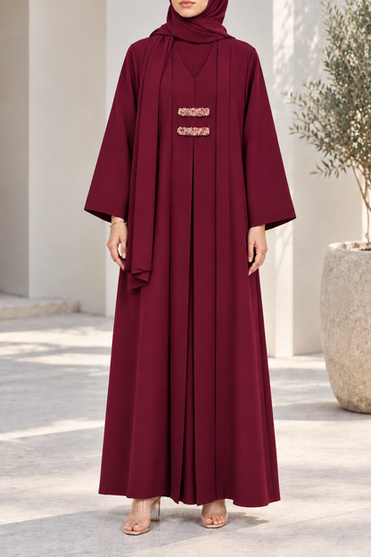 Maroon Barrette Abaya E13S