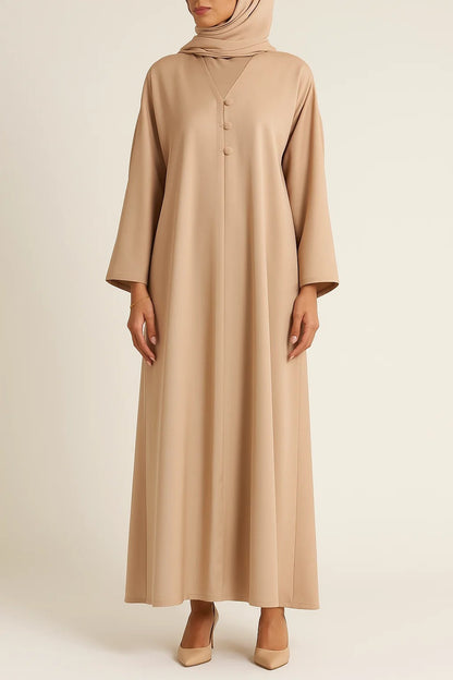 Beige button abaya
