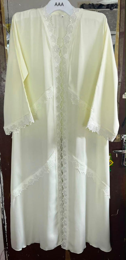 Butter-Yellow Phyllome Lace Abaya E13S