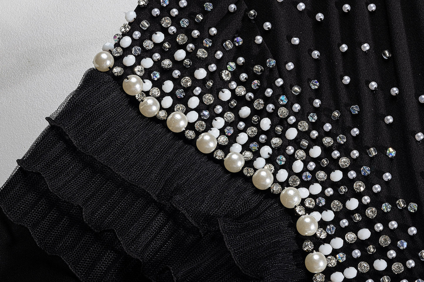 BA4105 Black Pearl Cascade Abaya