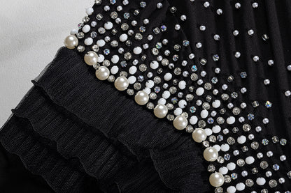 BA4105 Black Pearl Cascade Abaya
