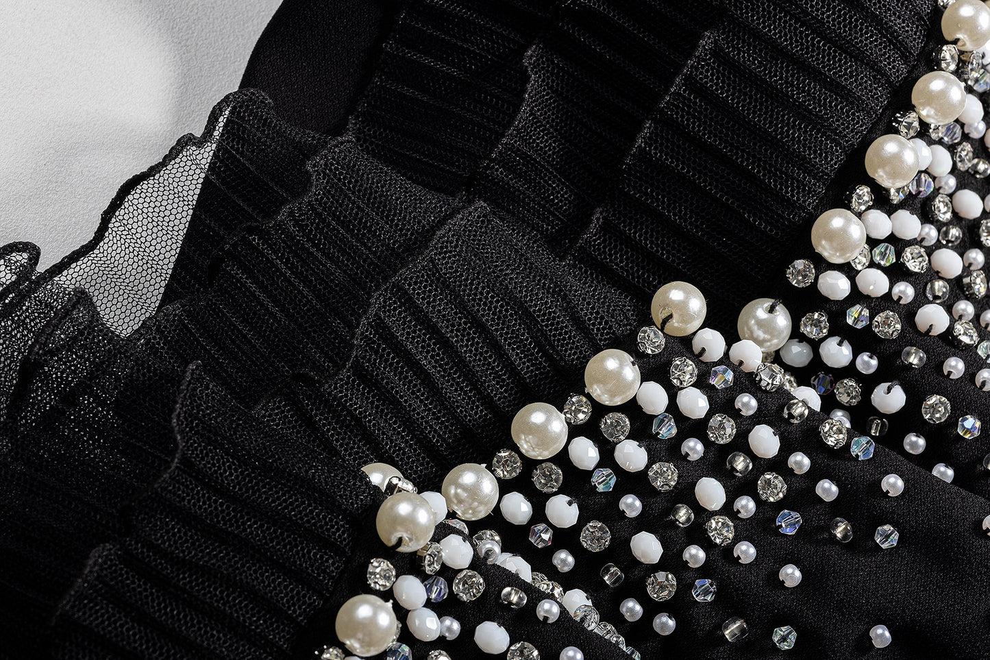 BA4105 Black Pearl Cascade Abaya
