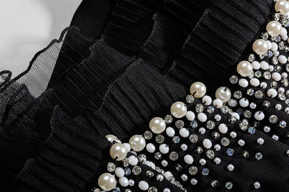 BA4105 Black Pearl Cascade Abaya