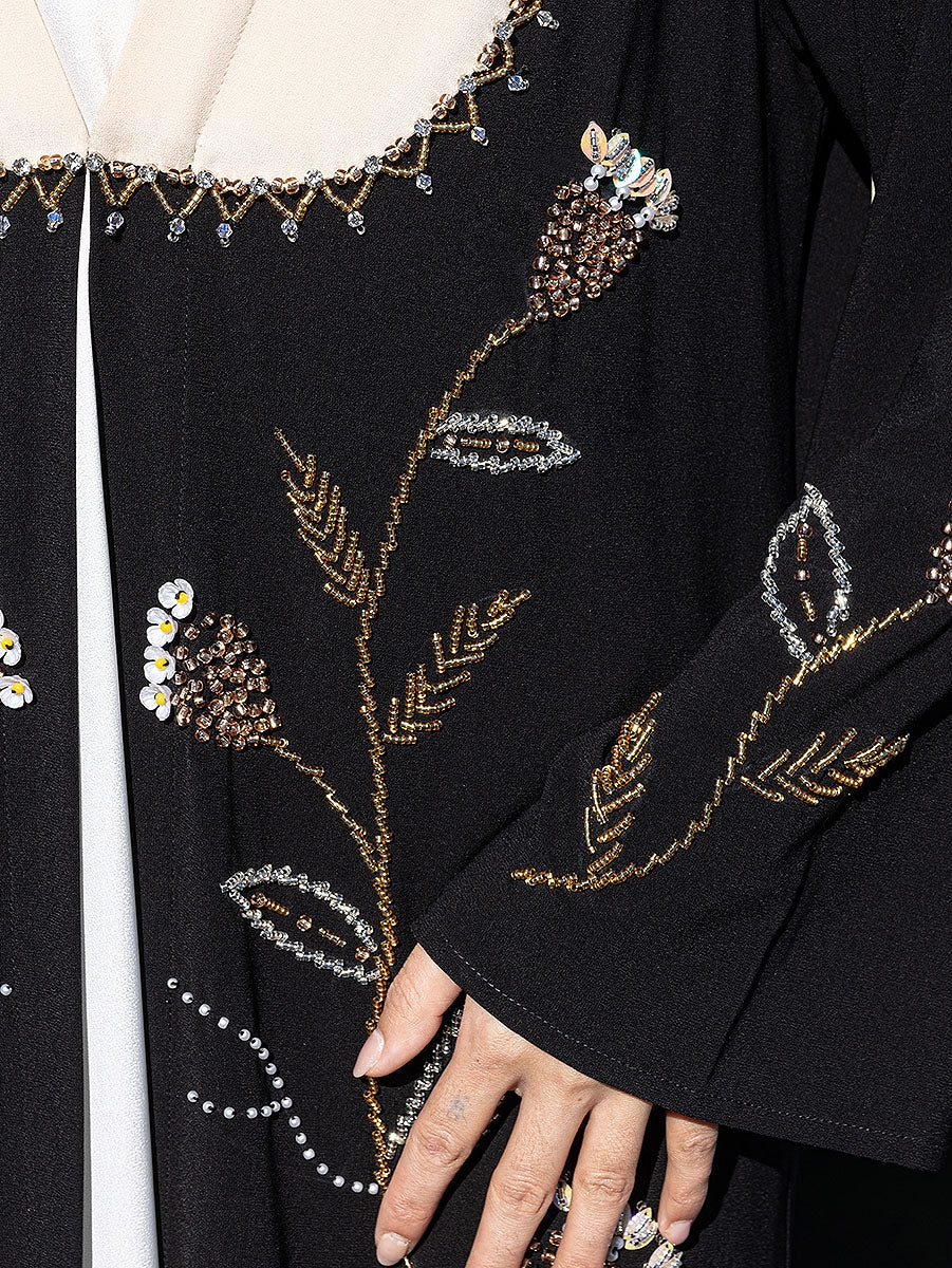 BA5232 Black Morganite Abaya