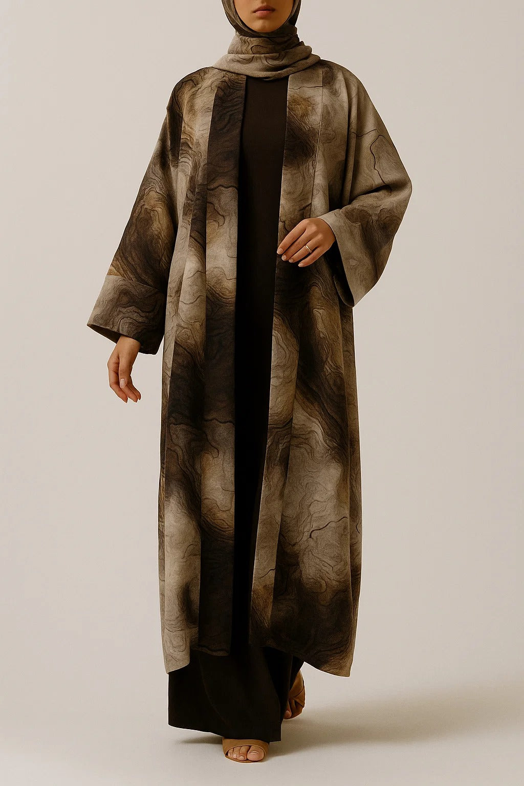 Brownie Marble print abaya