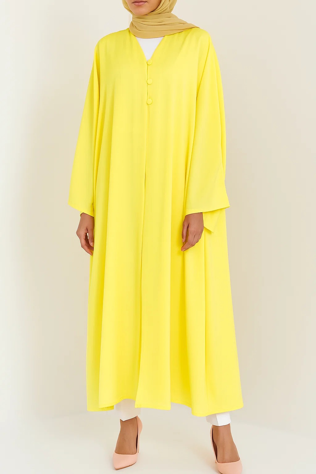 Yellow button abaya