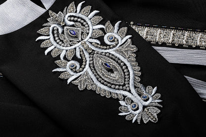 BA4152 Black Silver Baroque Abaya