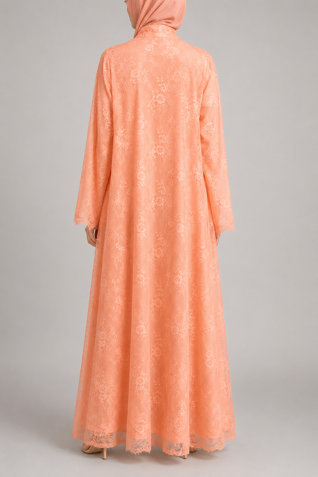 Peach Sheer abaya